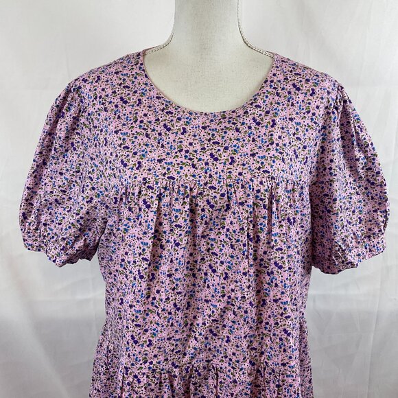 Pomander Place Dress XXL Pink Purple Blue Green Floral Baby-Doll Style - Picture 3 of 14